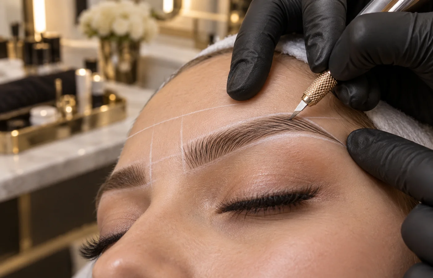 Microblading uygulamasını gösteren görsel